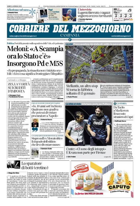 Prima-pagina-corriere del mezzogiorno-del-2025-01-04